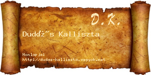 Dudás Kalliszta névjegykártya