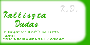kalliszta dudas business card
